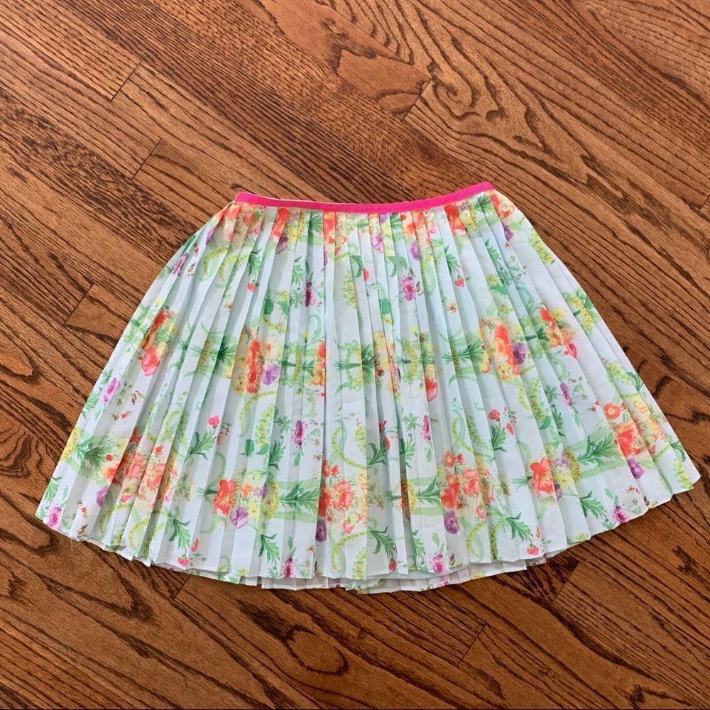 TED BAKER Girls Floral Pleated Skirt Aqua Blue 14